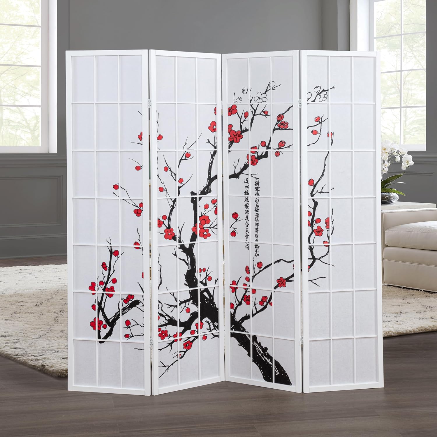 Shoji Screen Divider - Складная японская ширма-перегородка для комнаты, 4-панельная